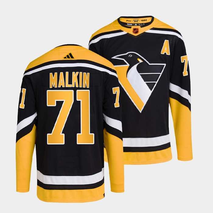 Men%27s Pittsburgh Penguins #71 Evgeni Malkin Black 2022-23 Reverse Retro Stitched Jersey Dzhi->pittsburgh penguins->NHL Jersey
